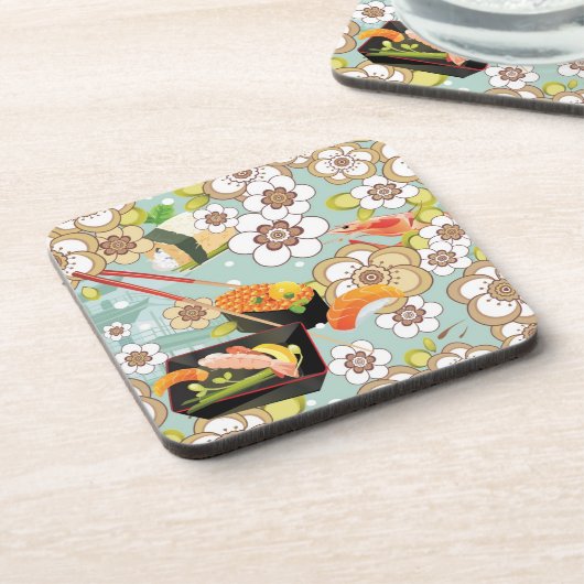 Japans voedsel: Sushi Pattern 4 Drankjes Onderzetter (Linkerzijde)