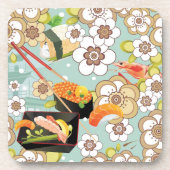 Japans voedsel: Sushi Pattern 4 Drankjes Onderzetter (Voorkant)