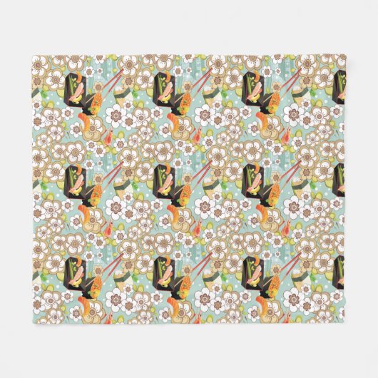 Japans voedsel: Sushi Pattern 4 Fleece Deken (Voorkant (Horizontaal))