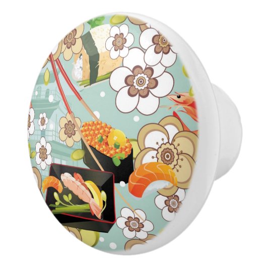 Japans voedsel: Sushi Pattern 4 Keramische Knop (Rechts)
