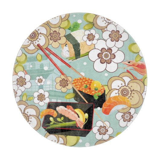 Japans voedsel: Sushi Pattern 4 Snijplank (Voorkant)