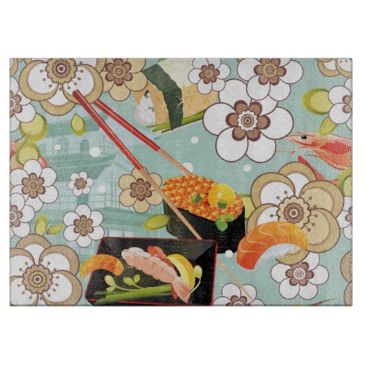 Japans voedsel: Sushi Pattern 4 Snijplank (Voorkant)