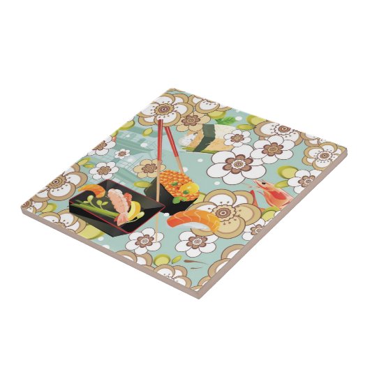 Japans voedsel: Sushi Pattern 4 Tegeltje (Zijkant)
