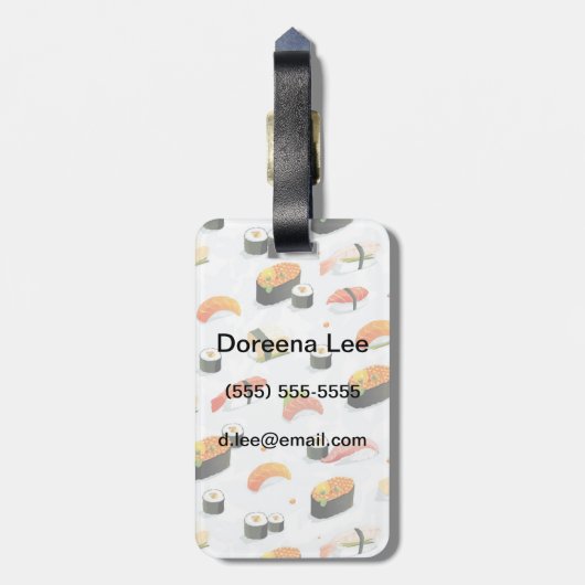 Japans voedsel: Sushi Pattern Bagagelabel (Achterkant verticaal)