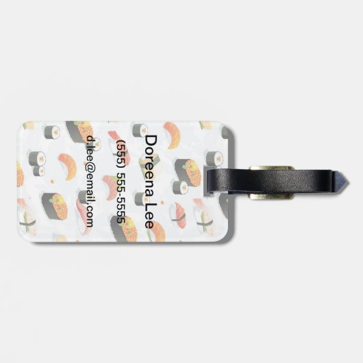Japans voedsel: Sushi Pattern Bagagelabel (Achterkant horizontaal)
