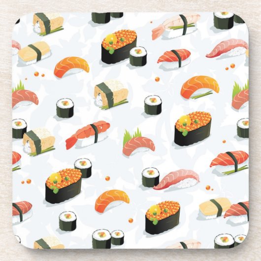 Japans voedsel: Sushi Pattern Bier Onderzetter (Voorkant)