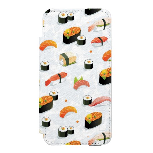 Japans voedsel: Sushi Pattern Incipio iPhone Portemonnee Hoesje (Voorkant Agenda)