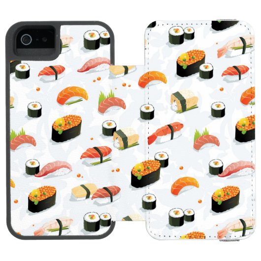 Japans voedsel: Sushi Pattern Incipio iPhone Portemonnee Hoesje (Agenda Open)