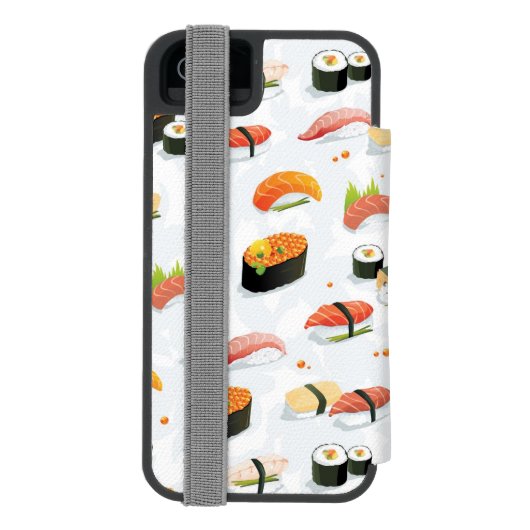 Japans voedsel: Sushi Pattern Incipio iPhone Portemonnee Hoesje (Agenda Achterkant)