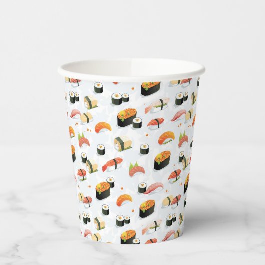 Japans voedsel: Sushi Pattern Papieren Bekers (Links)