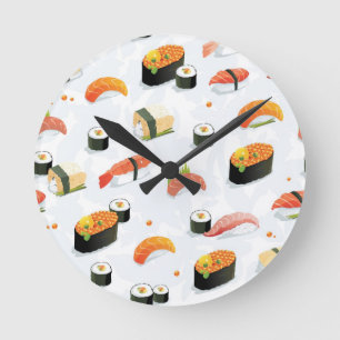 Japans voedsel: Sushi Pattern Ronde Klok