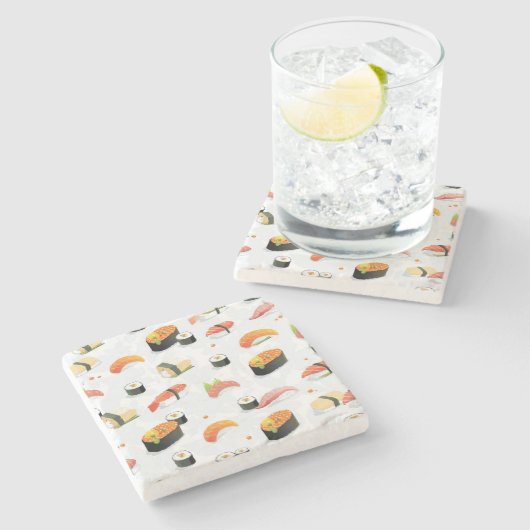 Japans voedsel: Sushi Pattern Stenen Onderzetter (Zijkant)