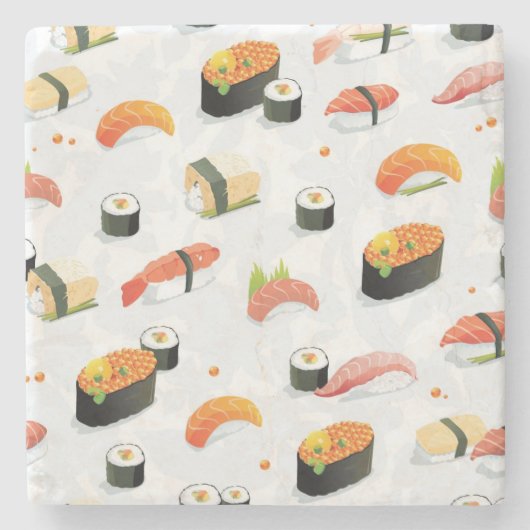 Japans voedsel: Sushi Pattern Stenen Onderzetter (Voorkant)