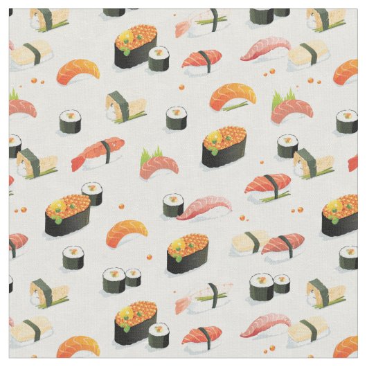 Japans voedsel: Sushi Pattern Stof (Close Up)