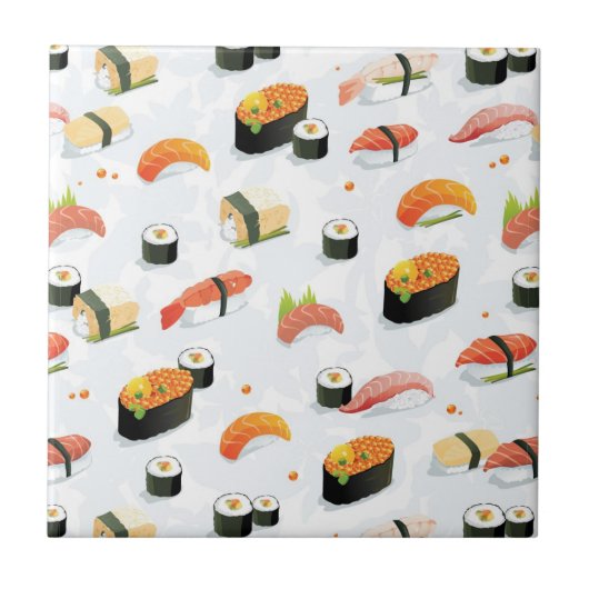 Japans voedsel: Sushi Pattern Tegeltje (Voorkant)