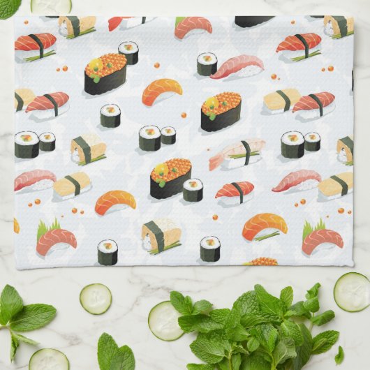 Japans voedsel: Sushi Pattern Theedoek (Gevouwen)
