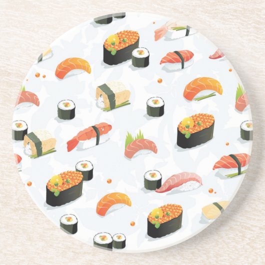 Japans voedsel: Sushi Pattern Zandsteen Onderzetter (Voorkant)