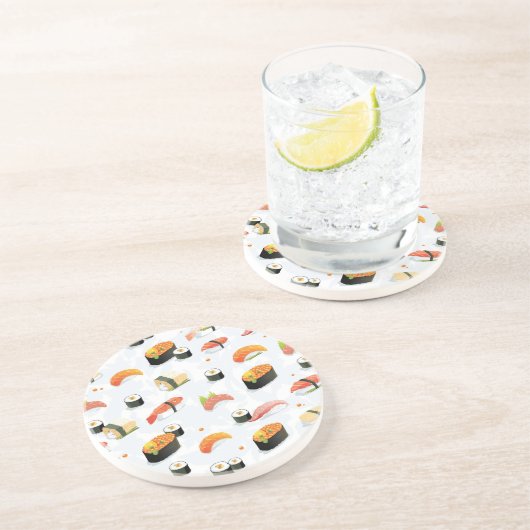 Japans voedsel: Sushi Pattern Zandsteen Onderzetter (Zijkant)