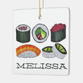 Japans voedsel Sushi Rolls Salmon Nigiri Spicy Tun Keramisch Ornament (Links)