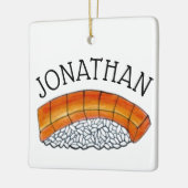 Japans voedsel Sushi Salmon Nigiri gepersonaliseer Keramisch Ornament (Links)