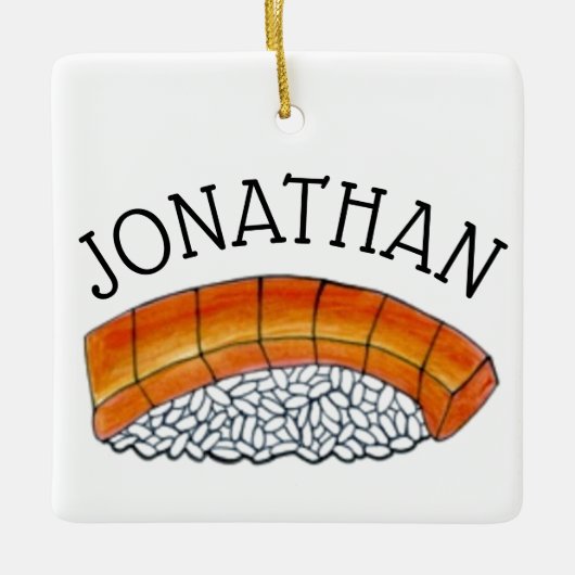 Japans voedsel Sushi Salmon Nigiri gepersonaliseer Keramisch Ornament (Voorkant)