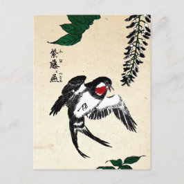  Japans Vogel en Wisteria Briefkaart
