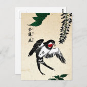 Japans Vogel en Wisteria Briefkaart (Voorkant / Achterkant)