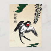 Japans Vogel en Wisteria Briefkaart (Voorkant)