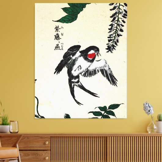  Japans Vogel en Wisteria Canvas Afdruk (Insitu (Woonkamer))