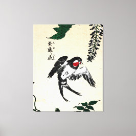  Japans Vogel en Wisteria Canvas Afdruk