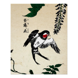  Japans Vogel en Wisteria Perfect Poster