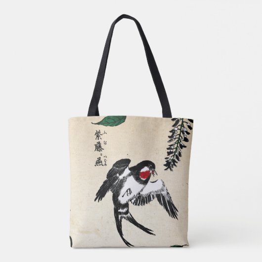  Japans Vogel en Wisteria Tote Bag (Achterkant)