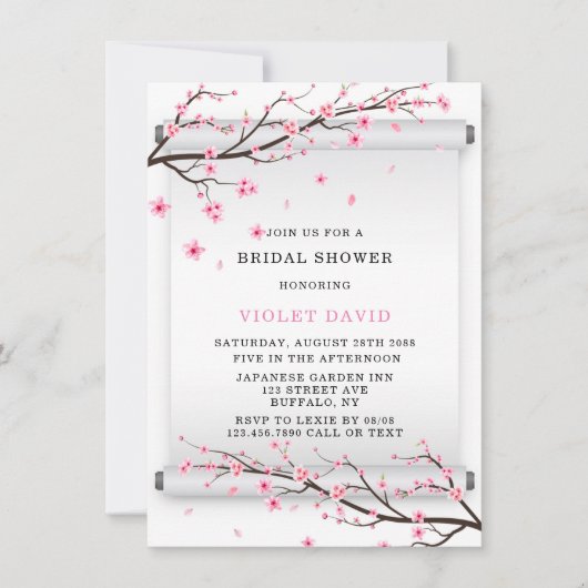 Japans Vrijgezellenfeest met scrollCherry Blossom Kaart (Voorkant)