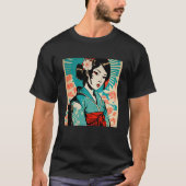 Japans Vrouw Geisha Samurai Retro  Kimon T-shirt (Voorkant)