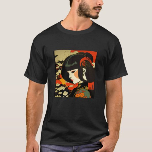 Japans Vrouw Geisha Samurai Retro  Kimon T-shirt (Voorkant)
