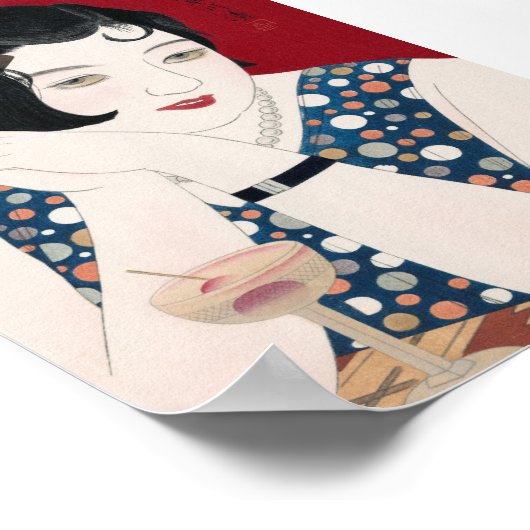 Japans Vrouw Portret  Kunst Poster (Hoek)