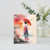 Japans wandelen in Waterverf Feestdagenkaart (Staand voorkant)