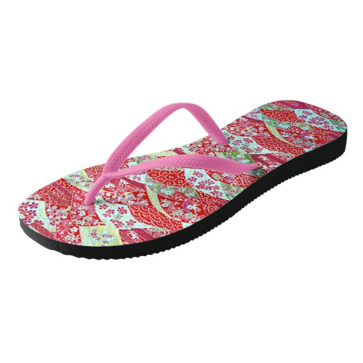 Japans wasbakje rood flesje origami Yuzen roze Teenslippers (Schuin)