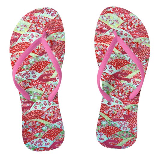 Japans wasbakje rood flesje origami Yuzen roze Teenslippers (Voetbed)