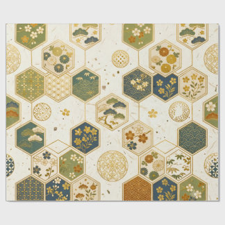 Japans Washi-papier Zeshoekig Patroon | Naadloos S Cadeaupapier