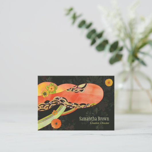 Japans washi patroon uniek visitekaartje (Staand voorkant)