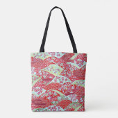 Japans waswerk Rode Floral Origami Yuzen Tas (Achterkant)