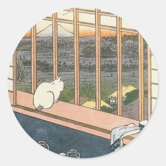 Japans Waterverf Art Cat Print Stickers (Voorkant)