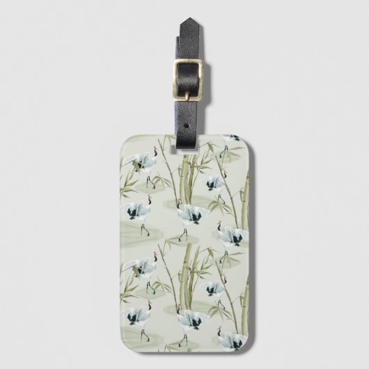 Japans Waterverf Aziatisch kunstvogelpatroon Bagagelabel (Voorkant (verticaal))
