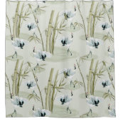 Japans Waterverf Aziatisch kunstvogelpatroon Douchegordijn (Voorkant)