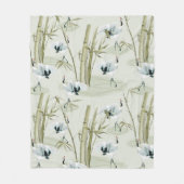 Japans Waterverf Aziatisch kunstvogelpatroon Fleece Deken (Voorkant)