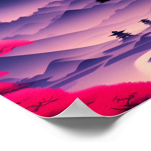 Japans Waterverf Bergen Poster (Hoek)