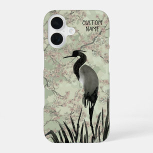 Japans Waterverf Cherry Blossom Kraanvogel iPhone 16 Hoesje