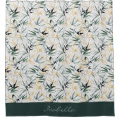 Japans Waterverf Gold Green Bamboe Patroon Douchegordijn (Voorkant)