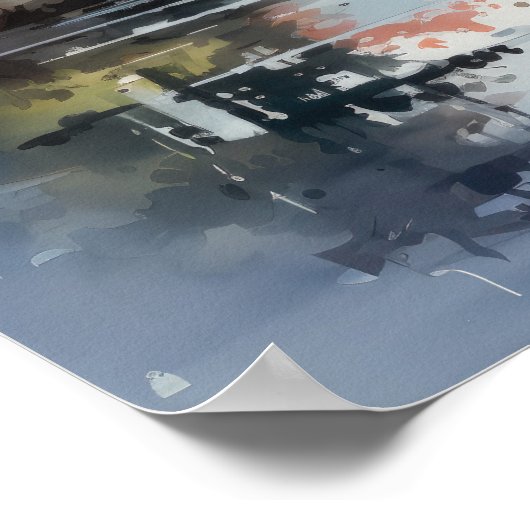 Japans Waterverf herfstmeer Poster (Hoek)